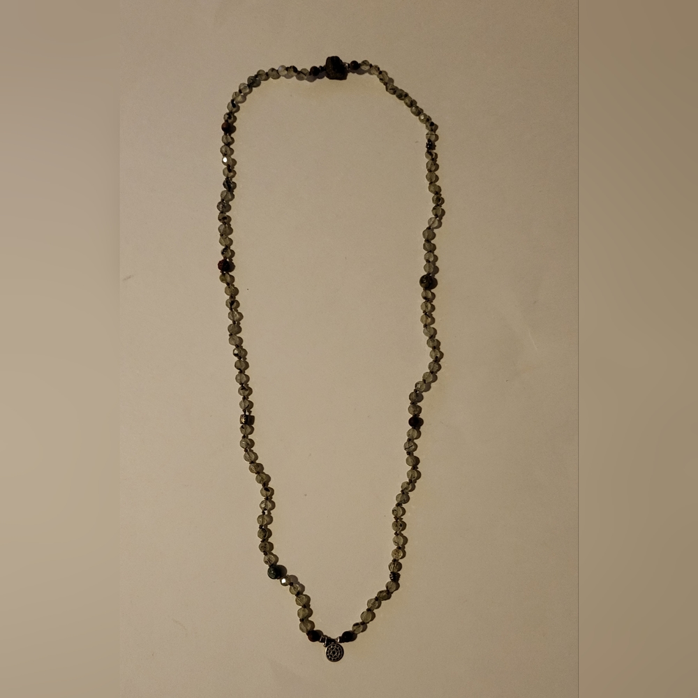 Faceted Prehnite Infinity Mala Necklace